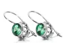 Emerald Sterling silver 925 Earrings Vintage Jewlery vec117s