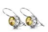 Earrings Yellow Peridot Sterling silver 925 Vintage craft vec117s