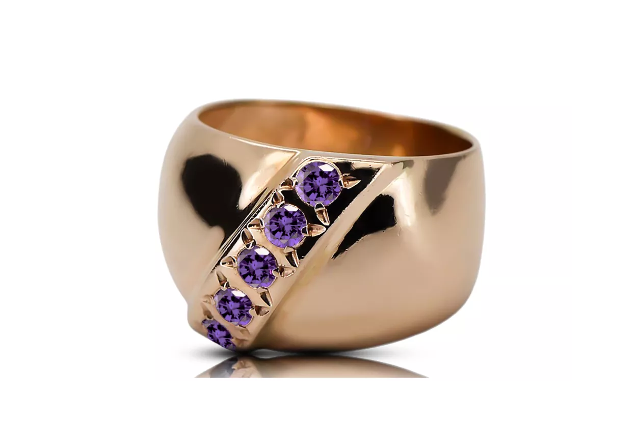 Российский советский розовый 14к 585 золотой Александрит Рубин Изумрудный Сапфир Циркон кольцо vrc078