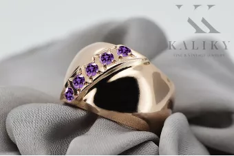 Russian Soviet rose 14k 585 gold Alexandrite Ruby Emerald Sapphire Zircon ring  vrc078