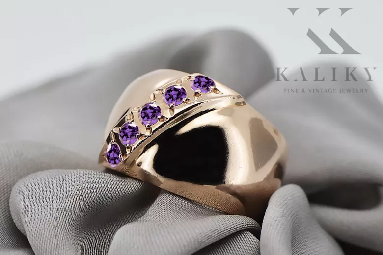 Russian Soviet rose 14k 585 gold Alexandrite Ruby Emerald Sapphire Zircon ring  vrc078