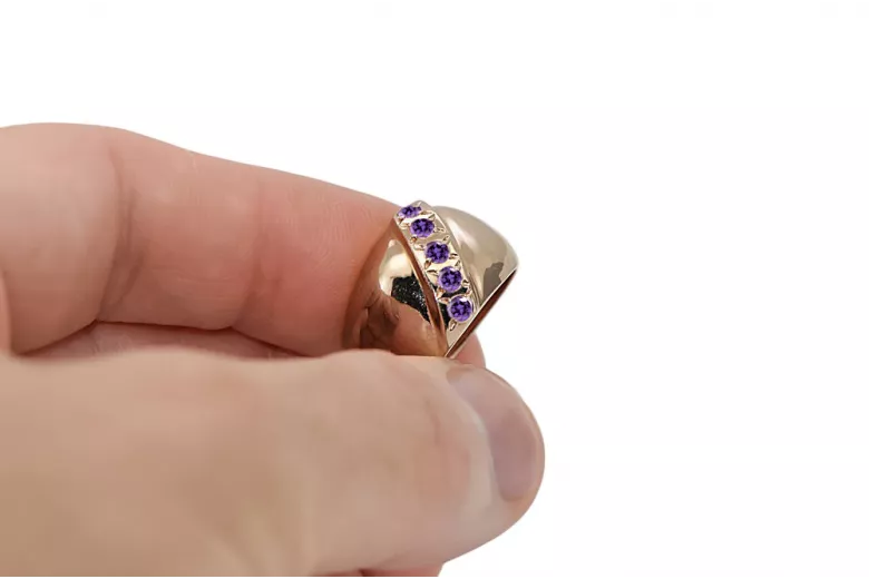 Russian Soviet rose 14k 585 gold Alexandrite Ruby Emerald Sapphire Zircon ring  vrc078