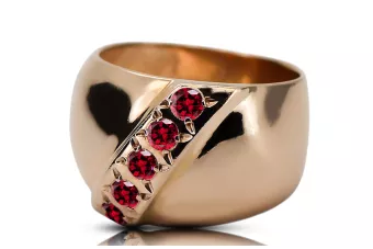 Оригинално ретро 14k розово злато Рубин Пръстен Винтидж стил vrc036r