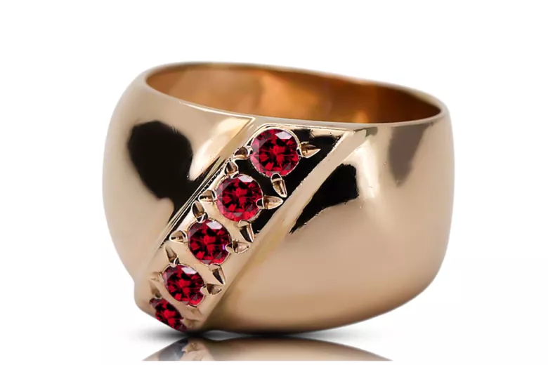 Original vintage din aur roz de 14k Rubin Inel Stil Vintage vrc036r