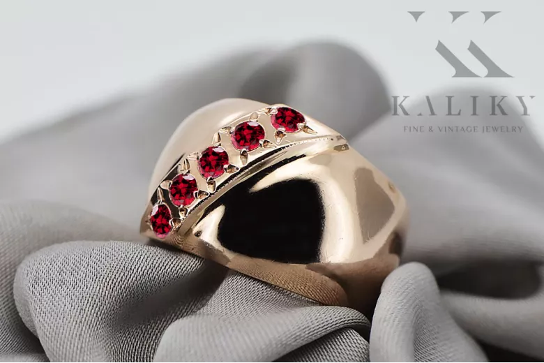 Oro rosa antiguo original de 14k Rubí Anillo Vintage vrc036r