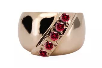 Oro rosa antiguo original de 14k Rubí Anillo Vintage vrc036r
