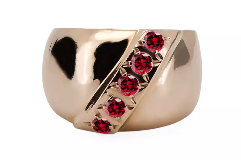 Original vintage din aur roz de 14k Rubin Inel Stil Vintage vrc036r