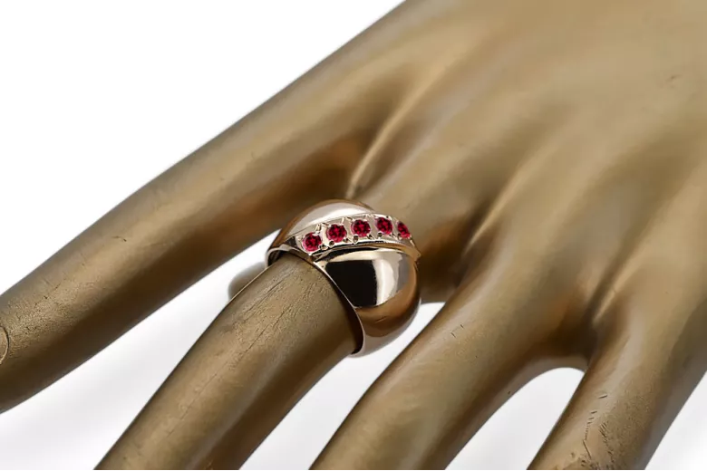 Oro rosa antiguo original de 14k Rubí Anillo Vintage vrc036r