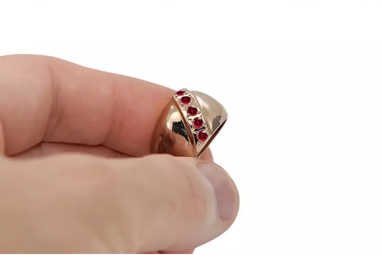 Oro rosa antiguo original de 14k Rubí Anillo Vintage vrc036r