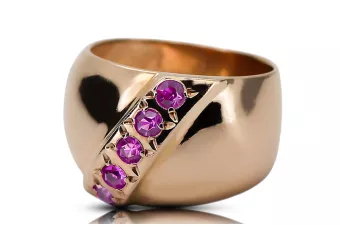 Anneau Améthyste Or rose 14 carats vintage d'origine Vintage vrc036r