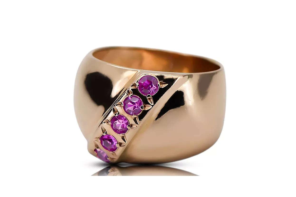 Anneau Améthyste Or rose 14 carats vintage d'origine Vintage vrc036r Anneau Améthyste Or rose 14 carats vintage d'origine Vintage vrc036r