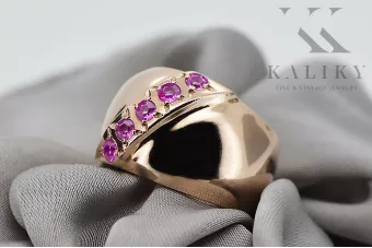 Пръстен Винтидж стил Аметист Оригинално ретро 14k розово злато vrc036r
