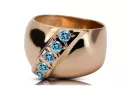 Anillo Aguamarina Oro rosa antiguo original de 14k Artesanía vintage vrc036r