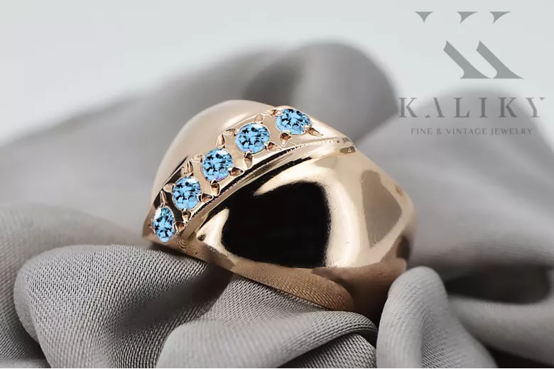 Ring Aquamarin Originales Vintage-Roségold aus 14 Karat Vintage vrc036r