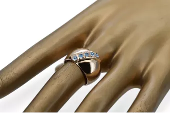 Винтидж крафт Пръстен Аквамарин Оригинално ретро 14k розово злато vrc036r