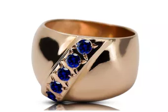 Zafiro Oro rosa antiguo original de 14k Anillo Artesanía vintage vrc036r