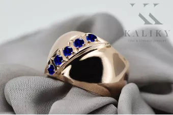 Оригинално ретро 14k розово злато Сапфир Пръстен Винтидж стил vrc036r
