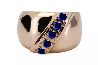 Сапфир Оригинальное винтажное розовое золото 14 карат Кольцо Винтаж изделия vrc036r