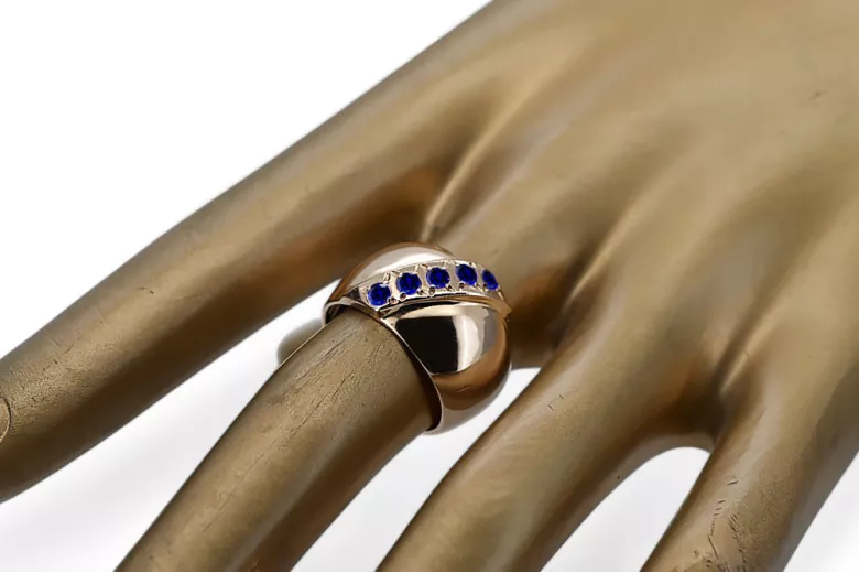 Сапфир Оригинальное винтажное розовое золото 14 карат Кольцо Винтаж изделия vrc036r