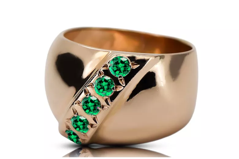 Anillo Estilo vintage Esmeralda Oro rosa antiguo original de 14k vrc036r