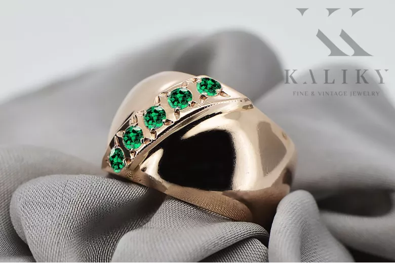 Anillo Estilo vintage Esmeralda Oro rosa antiguo original de 14k vrc036r