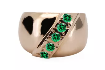 Anillo Estilo vintage Esmeralda Oro rosa antiguo original de 14k vrc036r