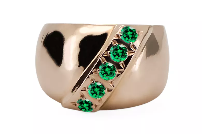 Anillo Estilo vintage Esmeralda Oro rosa antiguo original de 14k vrc036r