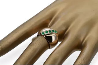 Originalus 14k rožinio aukso vintage Smeraldai Žiedas Vintažiniai papuošalai vrc036r