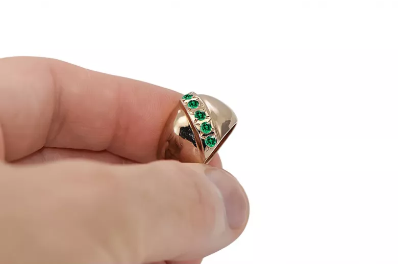 Anillo Estilo vintage Esmeralda Oro rosa antiguo original de 14k vrc036r