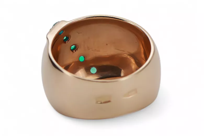 Винтидж Пръстен Смарагд Оригинално ретро 14k розово злато vrc036r