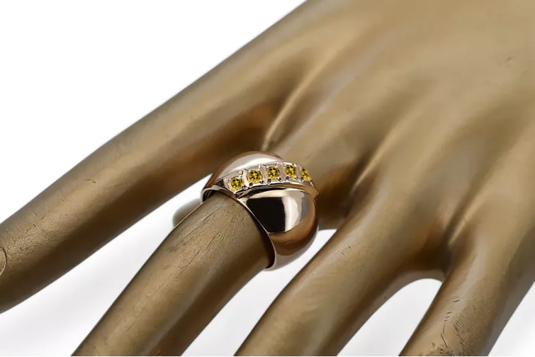 Anillo Artesanía vintage Peridoto amarillo Oro rosa antiguo original de 14k vrc036r