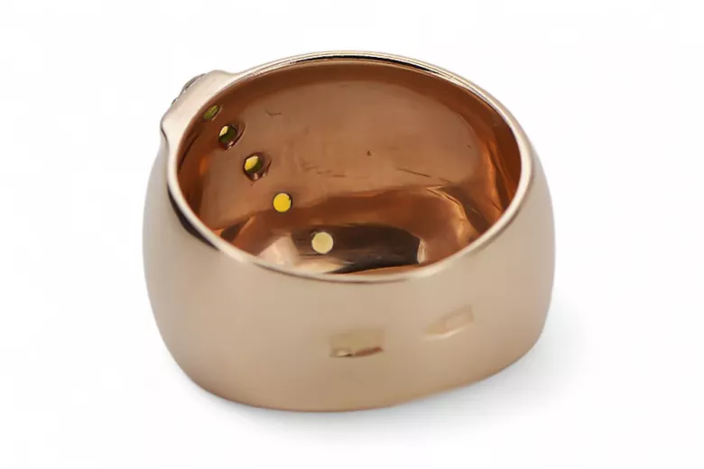 Anillo Artesanía vintage Peridoto amarillo Oro rosa antiguo original de 14k vrc036r