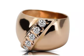 Anillo Circón Oro rosa antiguo original de 14k Joyería vintage vrc036r