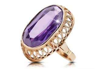 Ruso soviético rosa rosa 14k oro 585 Alejandrita anillo vrc129r Vintage