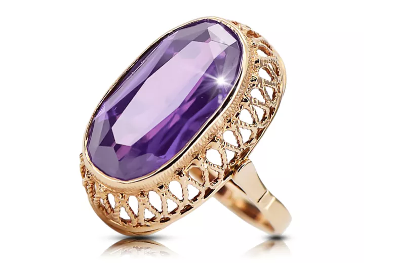 Russische sowjetische Rose 14 Karat 585 Gold Alexandrit Rubin Smaragd Saphir Zirkon Ring vrc014