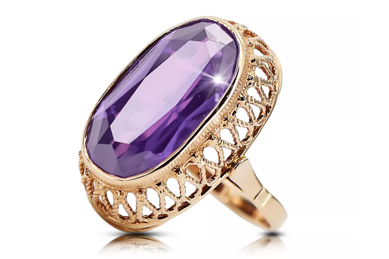 Ruso soviético rosa 14k 585 oro Alejandrita Rubí Esmeralda Zafiro Circón anillo vrc014