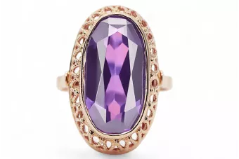 Russische sowjetische Rose 14 Karat 585 Gold Alexandrit Rubin Smaragd Saphir Zirkon Ring vrc014
