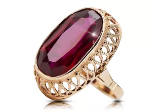 Rubí Oro rosa antiguo original de 14k Anillo Joyería vintage vrc129r