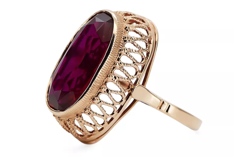 Vintage Inel Rubin Original vintage din aur roz de 14k vrc129r