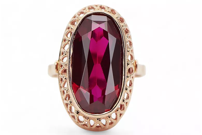 Vintage Inel Rubin Original vintage din aur roz de 14k vrc129r