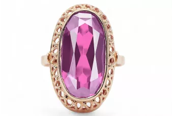 Anillo Joyería vintage Amatista Oro rosa antiguo original de 14k vrc129r