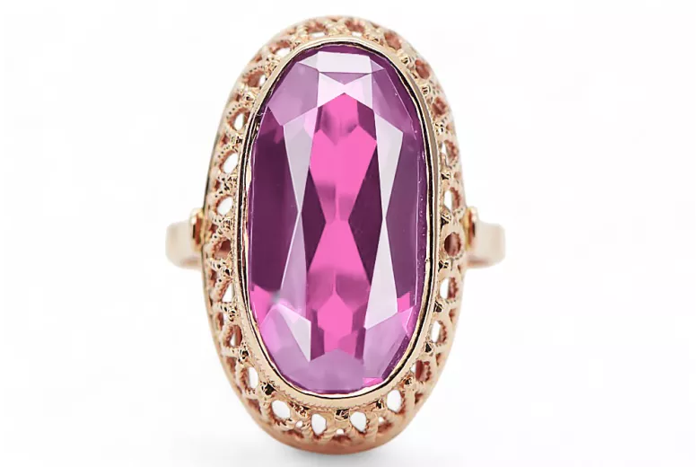 Original vintage din aur roz de 14k Ametist Inel Vintage bijuterii vrc129r