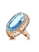 Žiedas Vintažiniai amatai Akvamarinas Originalus 14k rožinio aukso vintage vrc129r