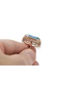 Žiedas Vintažiniai amatai Akvamarinas Originalus 14k rožinio aukso vintage vrc129r