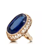 Anillo Artesanía vintage Zafiro Oro rosa antiguo original de 14k vrc129r