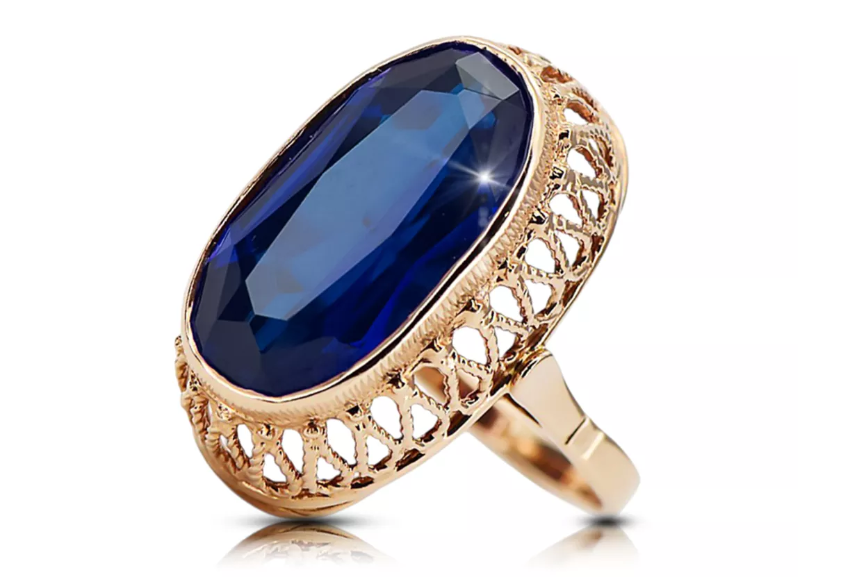 Safir Original vintage din aur roz de 14k Inel Vintage vrc129r Safir Original vintage din aur roz de 14k Inel Vintage vrc129r