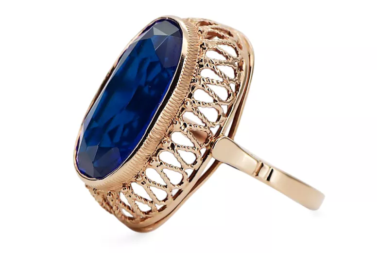 Safir Original vintage din aur roz de 14k Inel Vintage vrc129r