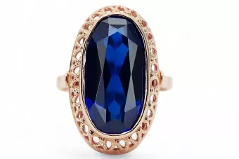 Сапфір Оригінальне вінтажне рожеве золото 14 карат Каблучка Вінтаж стиль vrc129r