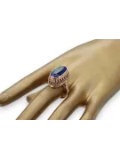 Anillo Artesanía vintage Zafiro Oro rosa antiguo original de 14k vrc129r