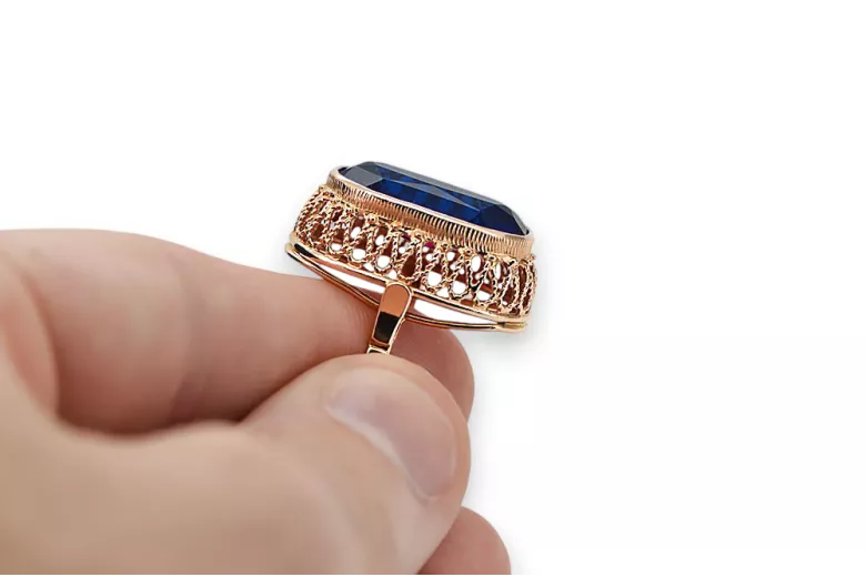 Safir Original vintage din aur roz de 14k Inel Vintage vrc129r